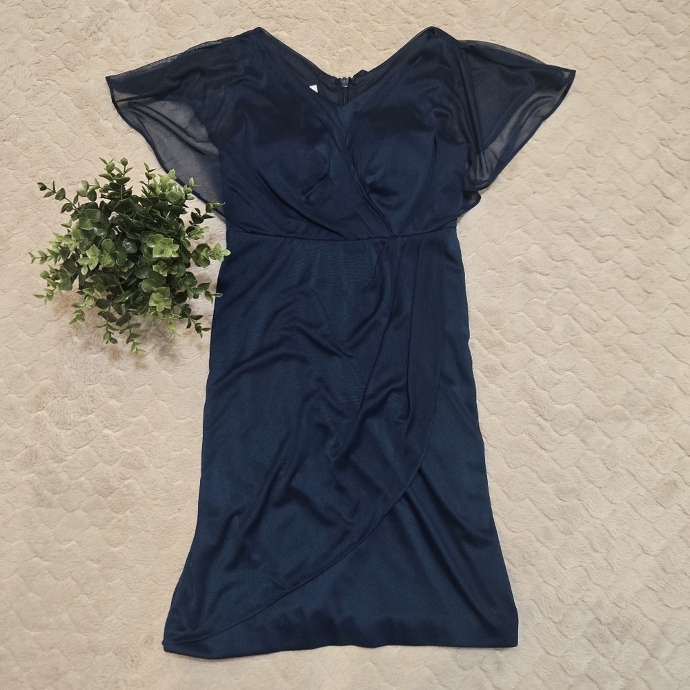 Azazie Navy Blue Waverly Stretch Cocktail Elegant Formal Dress, Size A 4 - Picture 2 of 8